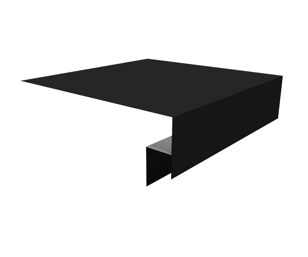 Планка околооконная сложная 250х50х18 (j-фаска) L=2м, Satin 0,5мм Ral 9005