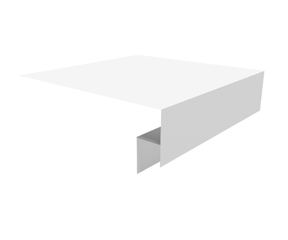Планка околооконная сложная 250х50х18 (j-фаска) L=2м, Satin 0,5мм Ral 9003
