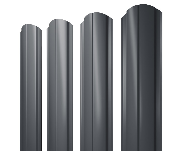 Штакетник Полукруглый Slim фигурный Ре двухсторонний 0,45 мм Ral 7024
