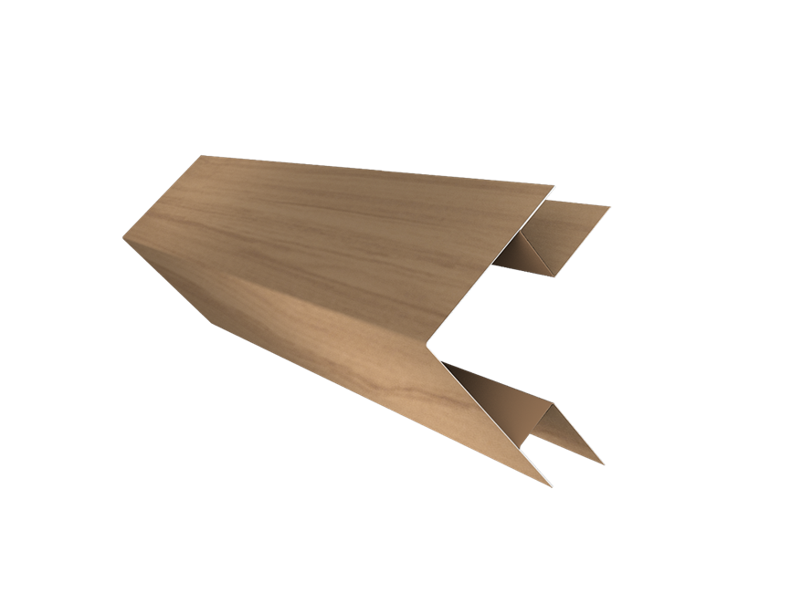 Угол внешний сложный для Экобрус 75х75 Print Elite 0,45 мм, длина 3 м. Honey Wood